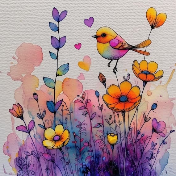 17 Watercolor Birds and Flowers Clipart — watercolor clipart transparent PNG instant download