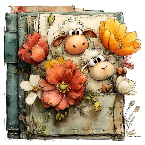 15 Quirky Sheep Watercolor Prints, Funny Animal Wall Art, Whimsical Nu β view 3 β watercolor clipart transparent PNG instant download