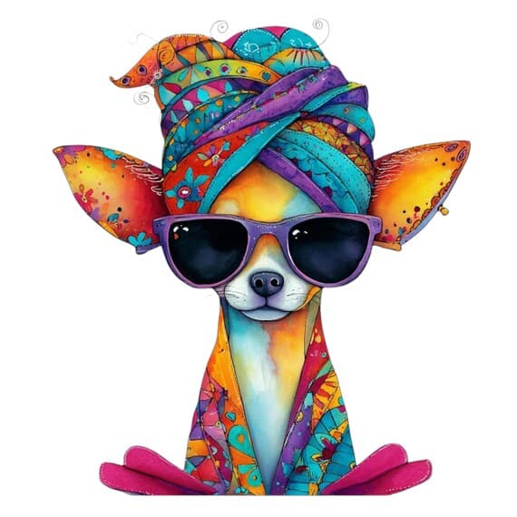 15 Quirky Spa Dogs Clipart (JPG PNG) – Fashion Chihuahua & Funny Pet I — view 3 — watercolor clipart transparent PNG instant download