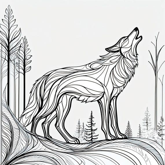 10 Mystical Wolf Line Art Illustrations – Printable Clipart (JPG) — view 7 — watercolor clipart transparent PNG instant download