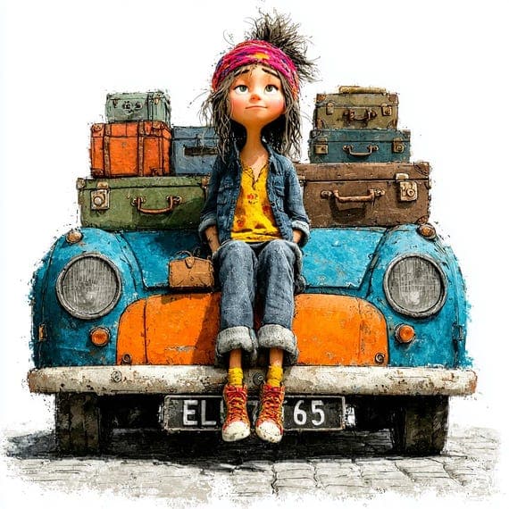 25 Vintage Travel Girl Clipart β view 5 β watercolor clipart transparent PNG instant download