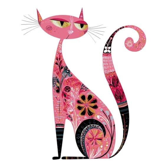 35 Pink Floral Cat Clipart PNG β view 7 β watercolor clipart transparent PNG instant download