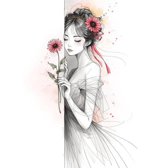 Floral Girl Clipart β watercolor clipart transparent PNG instant download