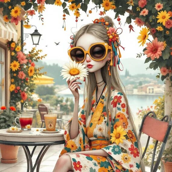 Lemon Girl Clipart – Italy — view 5 — watercolor clipart transparent PNG instant download