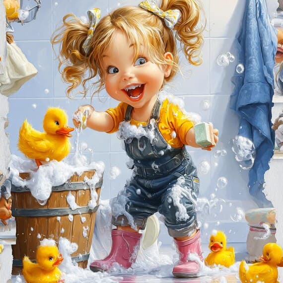 Watercolor Duckling Bath Clipart β view 5 β watercolor clipart transparent PNG instant download