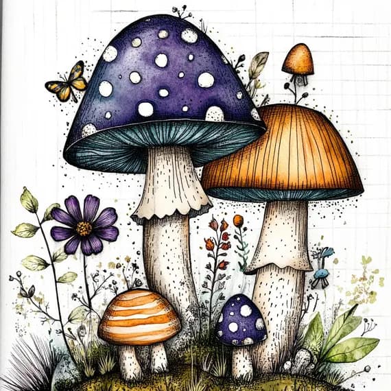 18 Whimsical Mushroom Girl Clipart PNG β view 5 β watercolor clipart transparent PNG instant download