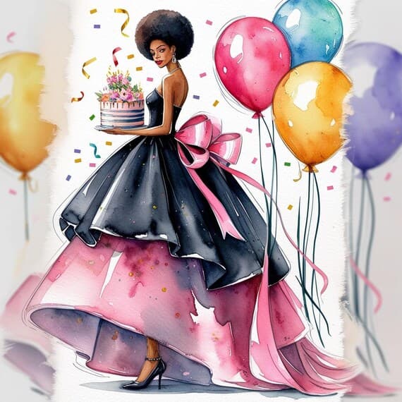 Watercolor Birthday Girl Clipart β view 4 β watercolor clipart transparent PNG instant download