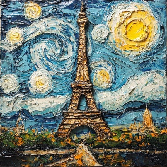 Van Gogh Starry Night Paris Clipart β view 5 β watercolor clipart transparent PNG instant download
