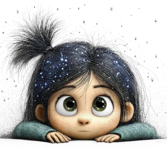 15 Peeking Starry Girl Clipart (JPG) β view 7 β watercolor clipart transparent PNG instant download