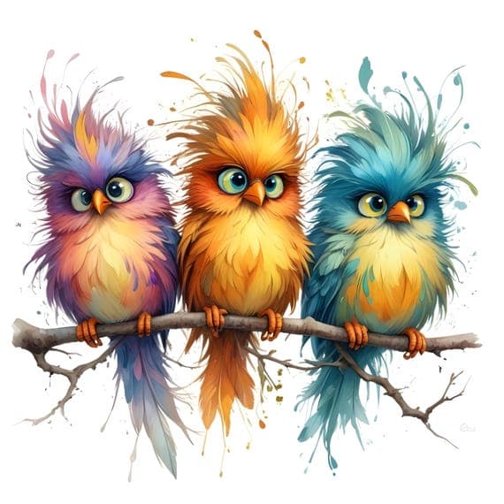 Whimsical Birds Watercolor Clipart, Animals Art (Digital Download) β view 8 β watercolor clipart transparent PNG instant download