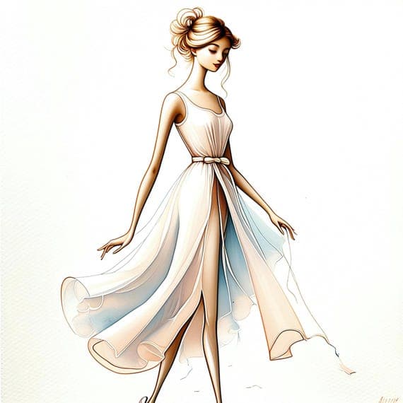 Elegant Woman Art Illustration β view 8 β watercolor clipart transparent PNG instant download