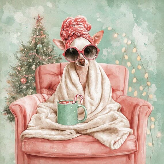 12 Christmas Chihuahua Clipart (JPG) β view 7 β watercolor clipart transparent PNG instant download