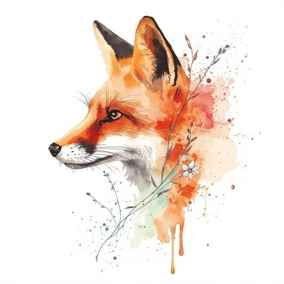 20 Abstract Floral Fox JPG Bundle β view 3 β watercolor clipart transparent PNG instant download