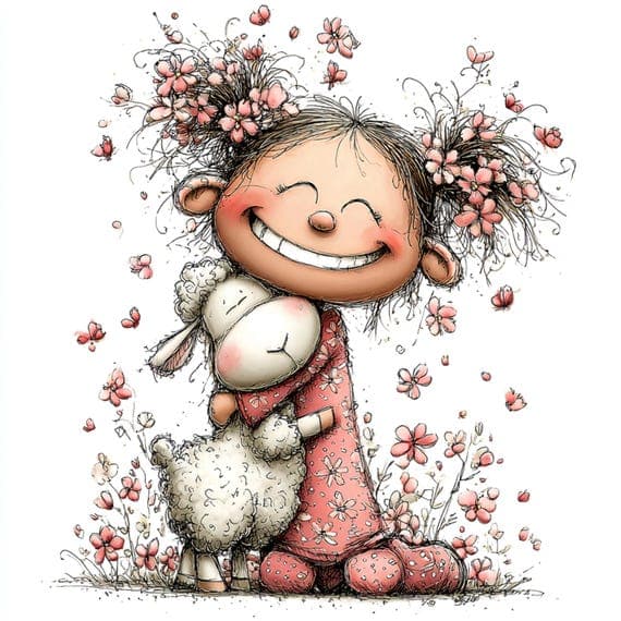 40 Spring Girl Watercolor Clipart – Whimsical Floral Girl Illustration — view 7 — watercolor clipart transparent PNG instant download