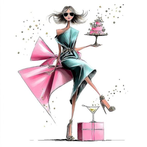 22 Pink Cake Lady Clipart (JPG) β view 4 β watercolor clipart transparent PNG instant download