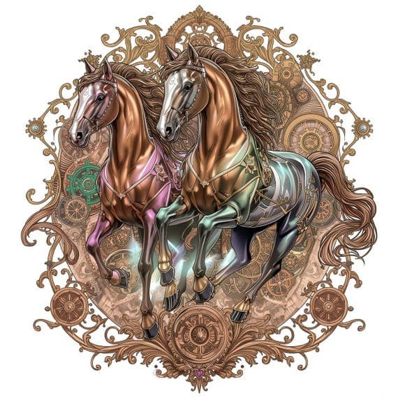 Steampunk Horse Clipart Bundle β view 3 β watercolor clipart transparent PNG instant download