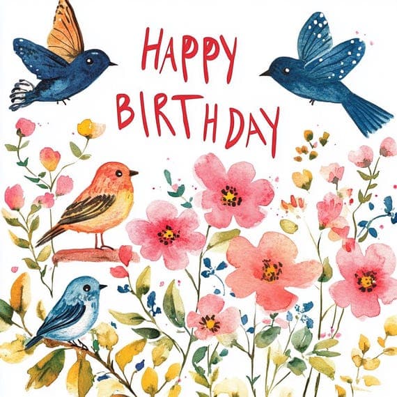 Happy Floral Birthday Clipart Bundle β view 6 β watercolor clipart transparent PNG instant download