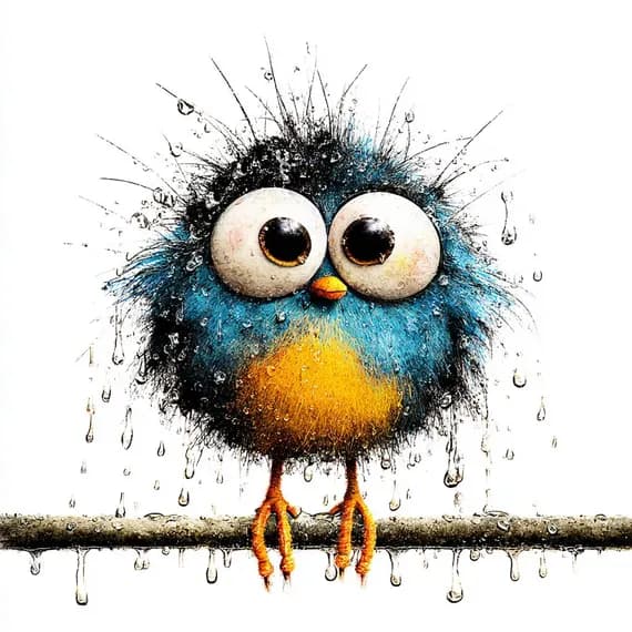 20 Quirky Rainy Bird PNG Clipart, Colorful Watercolor Bird Illustratio β view 4 β watercolor clipart transparent PNG instant download
