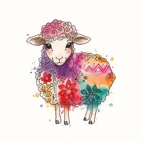 Whimsical Sheep Clipart β view 6 β watercolor clipart transparent PNG instant download