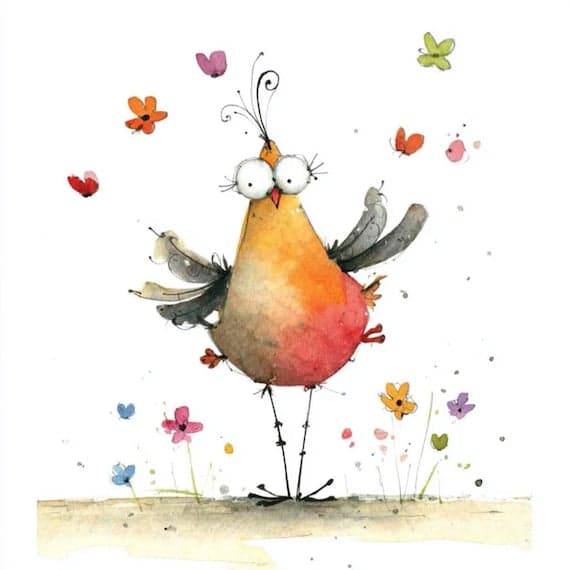 15 Watercolor Quirky Bird Clipart PNG Bundle for ,Sublimation & Fantas β watercolor clipart transparent PNG instant download