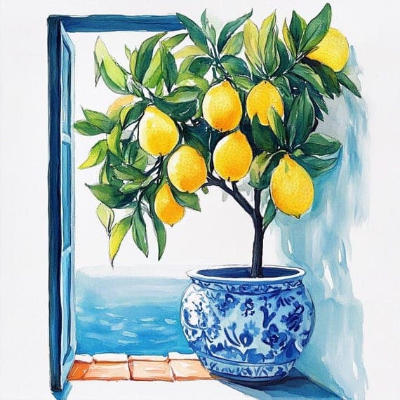 12 Lemon Tree Mediterranean JPG Bundle β watercolor clipart transparent PNG instant download