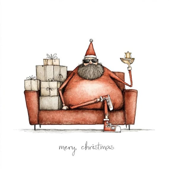 15 Quirky Merry Christmas Santa Clipart (JPG) β view 5 β watercolor clipart transparent PNG instant download
