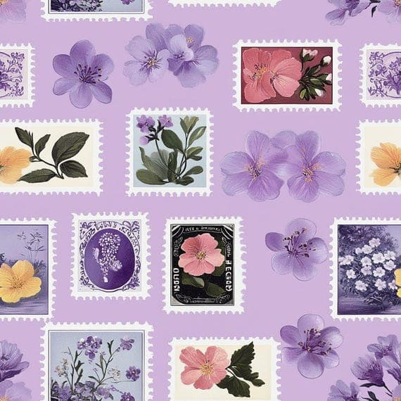 16 Vintage Floral Stamp Seamless Pattern – Retro Design for Fabric and — view 2 — watercolor clipart transparent PNG instant download