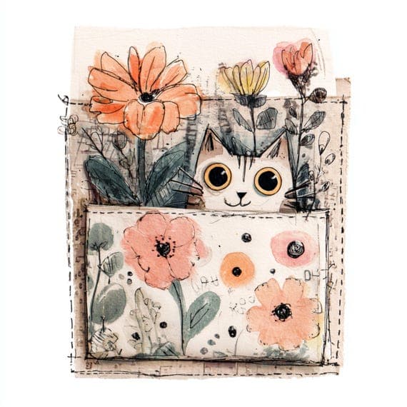 15 Whimsical Valentine Cat JPG Pastel Kitten Love Art Card Making Nurs — view 4 — watercolor clipart transparent PNG instant download