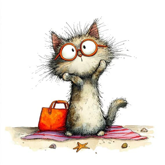 18 Whimsical Cat Clipart JPG β view 5 β watercolor clipart transparent PNG instant download