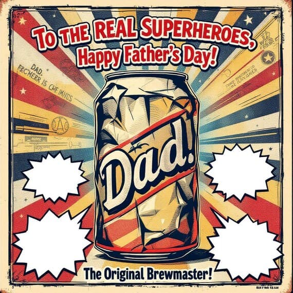 Funny Dad Beer Can Art, Retro Father's Day Gift (Digital Download) β view 2 β watercolor clipart transparent PNG instant download