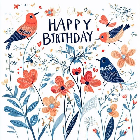 Happy Floral Birthday Clipart Bundle β view 2 β watercolor clipart transparent PNG instant download