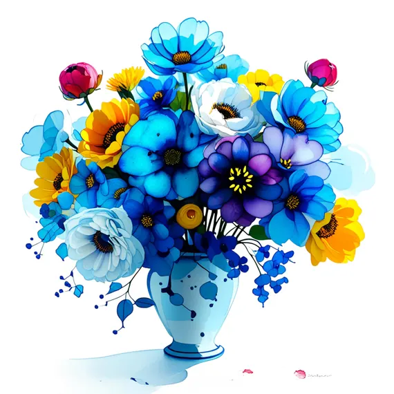 Watercolor Flower Vase Clipart β view 3 β watercolor clipart transparent PNG instant download