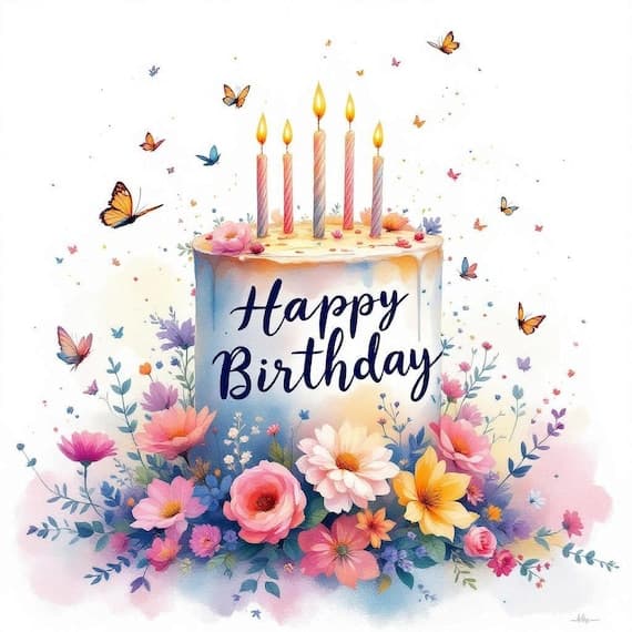 Floral Birthday 400 Clipart Bundle β view 7 β watercolor clipart transparent PNG instant download