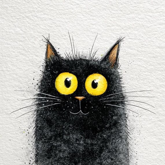 20 Quirky Black Cat Watercolor Clipart (JPG) β view 4 β watercolor clipart transparent PNG instant download