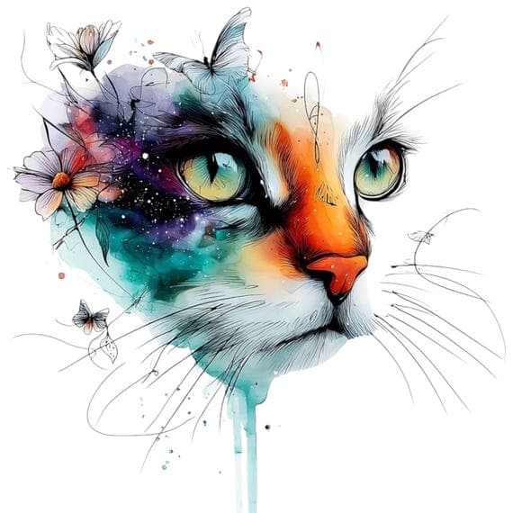 Watercolor Floral Cat eye Clipart β view 6 β watercolor clipart transparent PNG instant download