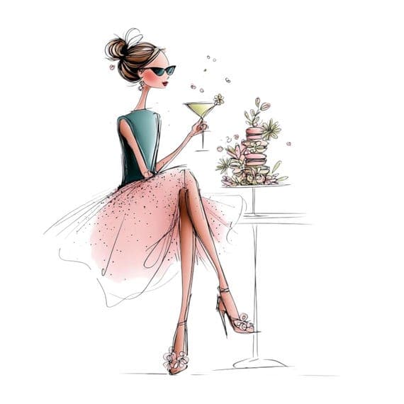 20 Parisian Birthday Girl Clipart (JPG) β view 2 β watercolor clipart transparent PNG instant download