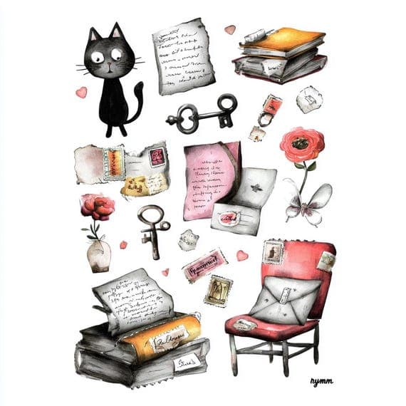 200 Vintage Ephemera Clipart JPG β view 8 β watercolor clipart transparent PNG instant download
