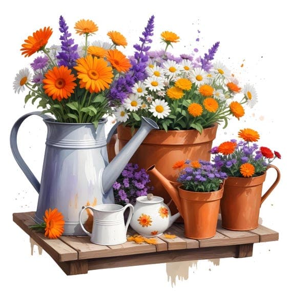 Watercolor Gardening Clipart Bundle β view 3 β watercolor clipart transparent PNG instant download