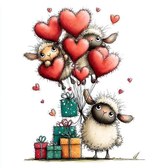 40 quirky Sheep Clipart (JPG) – Whimsical Heart Lamb Art — watercolor clipart transparent PNG instant download