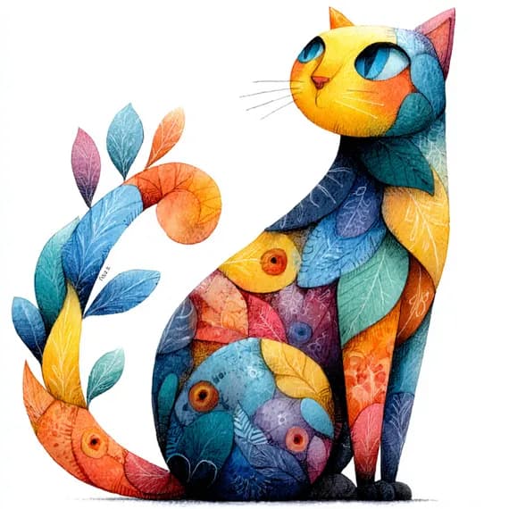 17 Whimsical Cat Line Art Clipart JPG β view 5 β watercolor clipart transparent PNG instant download