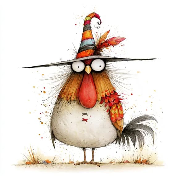 29 Whimsical Rooster Clipart PNG β view 2 β watercolor clipart transparent PNG instant download