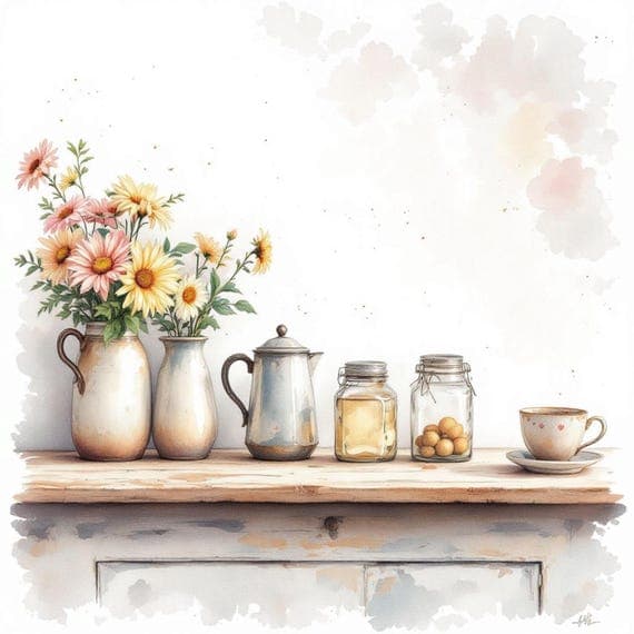 Farmhouse Kitchen Clipart β view 8 β watercolor clipart transparent PNG instant download