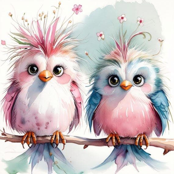 Funny Birds Watercolor Clipart Bundle — watercolor clipart transparent PNG instant download