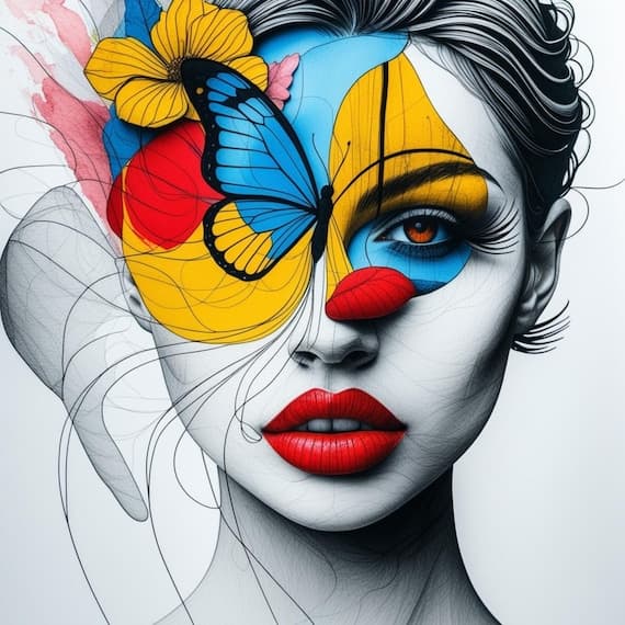 Floral Butterfly Woman Face Clipart β view 8 β watercolor clipart transparent PNG instant download