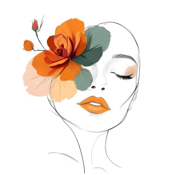 10 Floral Woman Faces β view 3 β watercolor clipart transparent PNG instant download