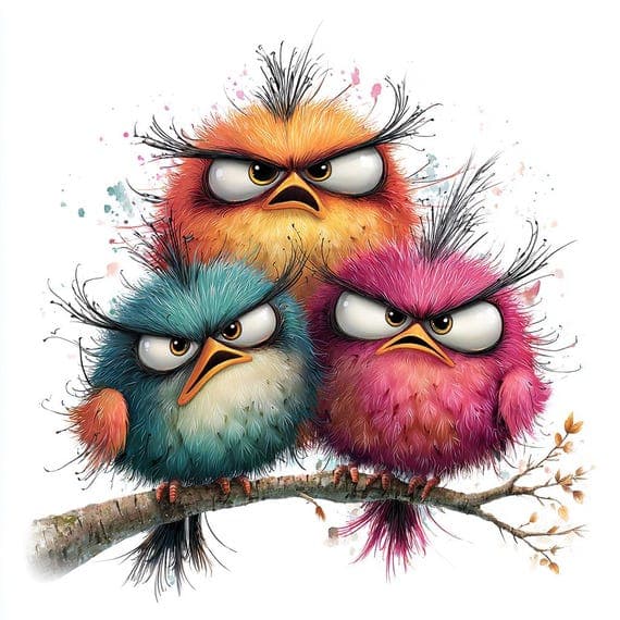 20 Quirky Watercolor Owl Clipart JPG – Funny Birds for Digital Crafts — view 2 — watercolor clipart transparent PNG instant download