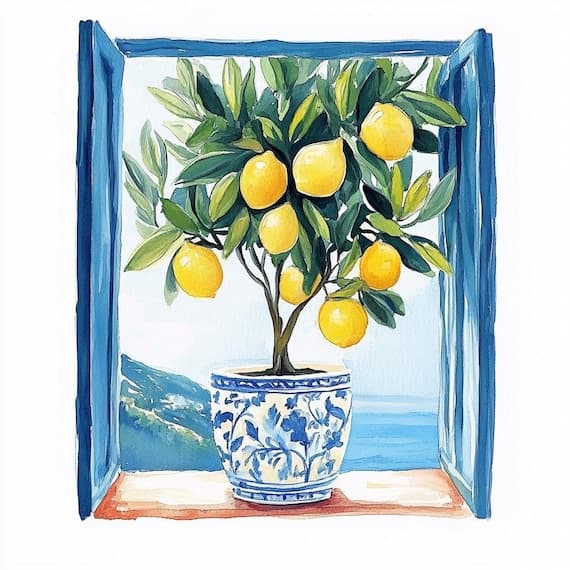 12 Lemon Tree Mediterranean JPG Bundle β view 2 β watercolor clipart transparent PNG instant download