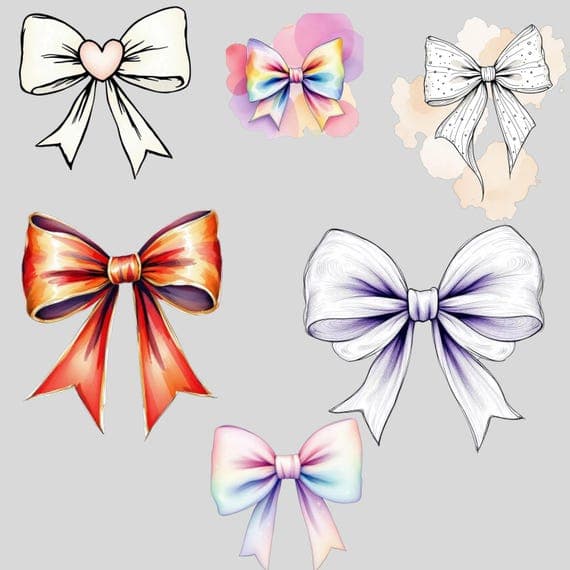 Watercolor Bows Clipart β view 5 β watercolor clipart transparent PNG instant download
