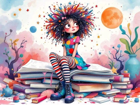 Whimsical Book Lover Clipart β view 7 β watercolor clipart transparent PNG instant download