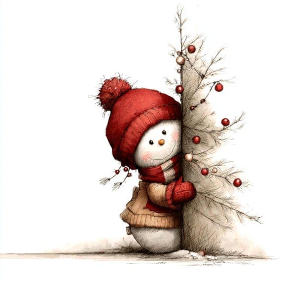 15 Peeking Snowman Clipart (JPG) β view 6 β watercolor clipart transparent PNG instant download